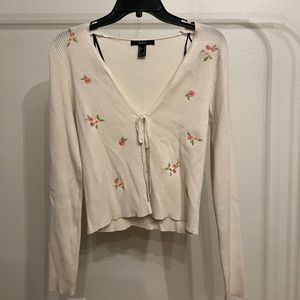 Forever 21 dainty, front-tie floral sweater, cottage-core, dainty